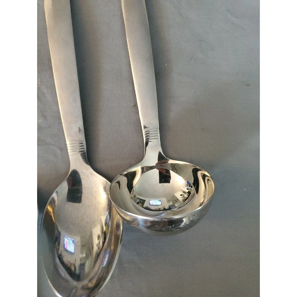 4 Oneida Stainless Steel Serving Spoon Ladle Silverware Flatware Set
